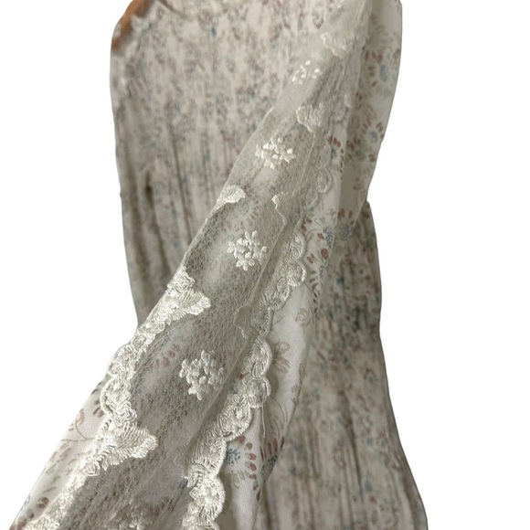 Free People Womens Floral Charlotte Midi Dress Size Medium Lace Lined - Picture 7 of 14